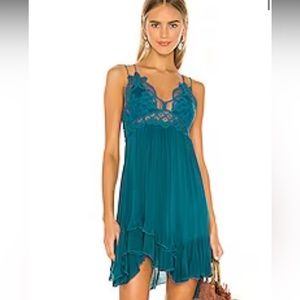 Free People Adella slip dress in deep teal